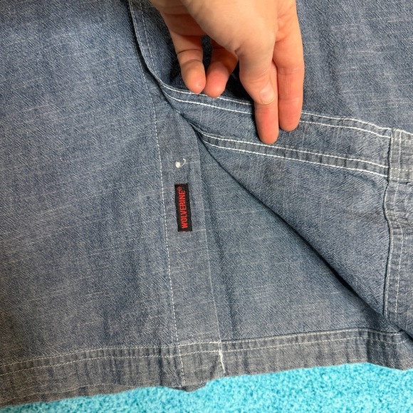 Wolverine Boots and Gear Denim Shirt Men's Size XL Short Sleeve Westernwear - Picture 6 of 16